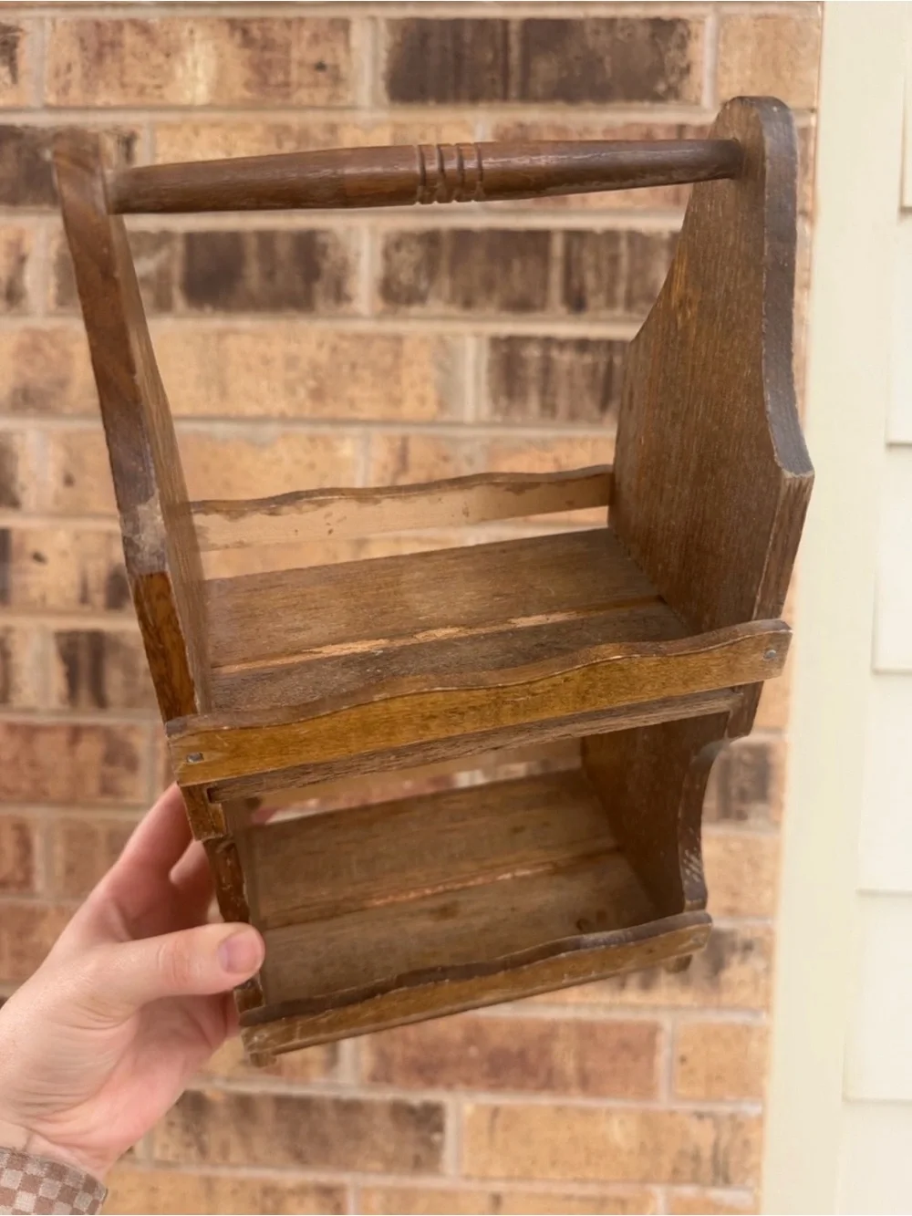 Rustic Wooden Wall Shelf - Brown